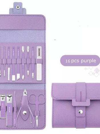 Pedicure, manicure 17pc set with leather pouch