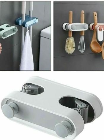 2 in 1 Mop Holder, Self Adhesive Wall Mounted Broom Holder, Mop Clip