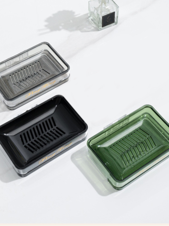 Wall mounted Soap Dish, Soap Holder with Draining Plate, Soap Storage Box, Self Adhesive Soap Rack