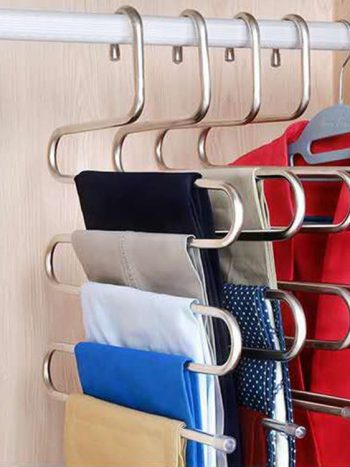 Trouser Hanger, 5 Layer Multifunctional Clothes Hangers, Stainless Steel, Rustproof