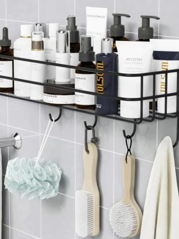 Rectangular Bathroom Organizer With Hooks