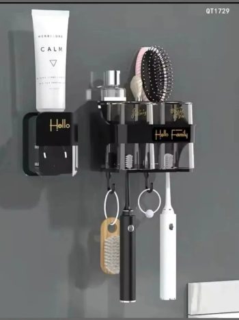 Toothbrush Organizer With Toothpaste Dispenser