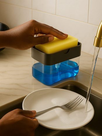 2 in 1 Plastic Soap Pump With a Sponge, Liquid Kitchen Soap, Caddy Soap Pump, Automatic Soap Dispenser
