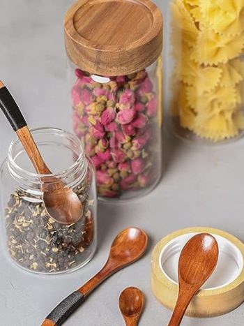 500ml Glass Container Bamboo Lid Airtight | Kisasahome Kenya