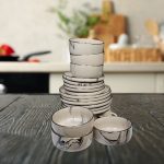 24pcs Marble White Dinner set 6 Cups 6 Bowls 6 Side Plates