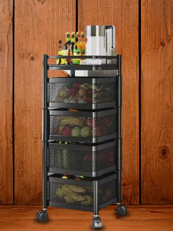 4 Tier Squared Design Rotating Fruit Vegetable Rack