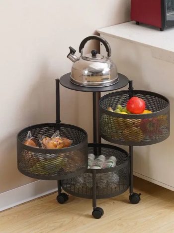 3 Tier Round Design Rotating Fruit Vegetable Rack