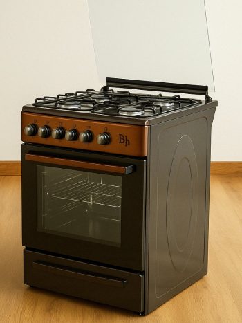 Bj’s 3 Gas+1 Electric Plate 60by60 Free Standing Cooker - Dark Brown
