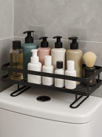 Self Adhesive Wall Mounted  Aluminium Over The Toilet Bathroom Organizer