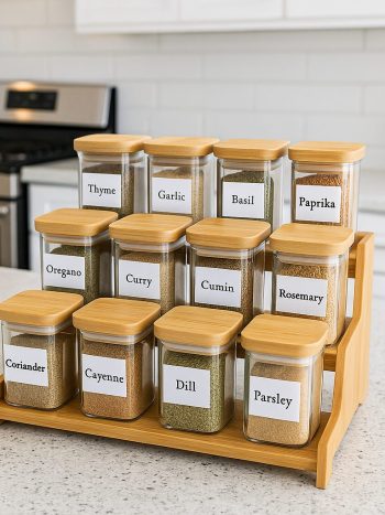 12pcs Spice Jar With Bamboo Stand and Lables