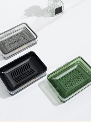 Wall mounted Soap Dish, Soap Holder with Draining Plate, Soap Storage Box, Self Adhesive Soap Rack