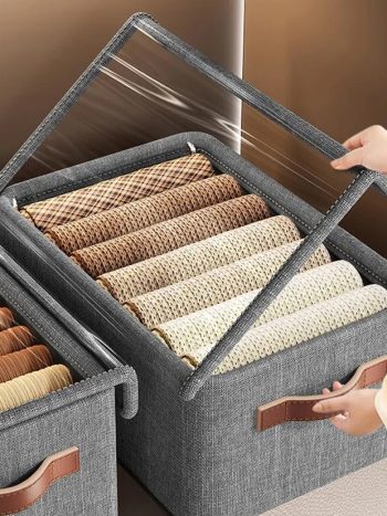 Hard Fabric Wardrobe Organiser Box Clear Lid & Dividers — Kisasahome Kenya