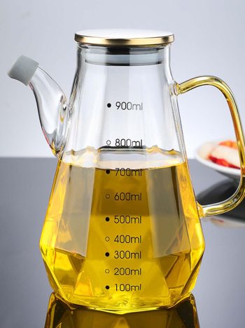 Glass Oil Dispenser Bottle 900ml No-Drip Diamond Borosilicate | Kisasahome Kenya