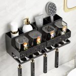 Family Wall-Mount Toothbrush Holder 4 Cups No-Drill | Kisasahome Kenya