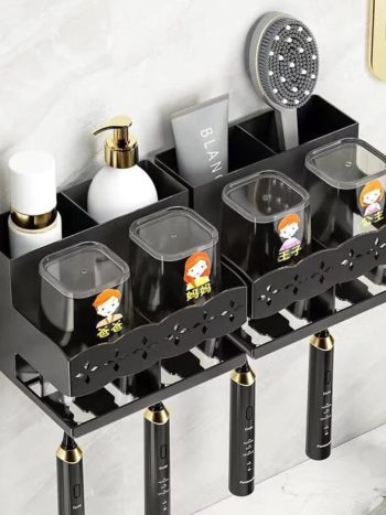 Family Wall-Mount Toothbrush Holder 4 Cups No-Drill | Kisasahome Kenya