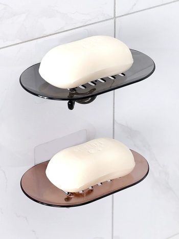 Acrylic Wall Soap Holder with Hooks, Punch Free, Self Adhesive, Waterproof, High Quality PP Material