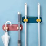 Mop and Broom Holder Wall Mount Self Adhesive 2-in-1 Clip | Kisasahome