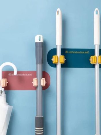 Mop and Broom Holder Wall Mount Self Adhesive 2-in-1 Clip | Kisasahome