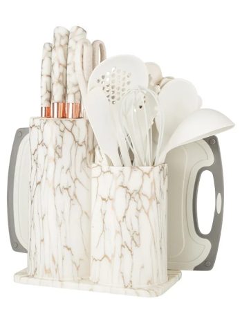 25Pcs Silicone Kitchen Utensils Set Marble Holder | Kisasahome Kenya