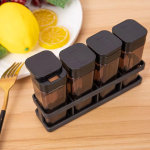 4pc Smoked Black Spice Jar Set Dual-Lid with Tray | Kisasahome Kenya