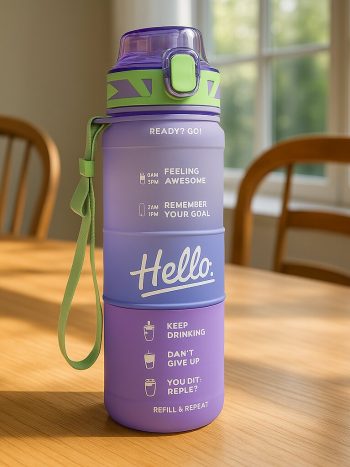 1L Hello Motivational Water Bottle BPA-Free Straw | Kisasahome Kenya
