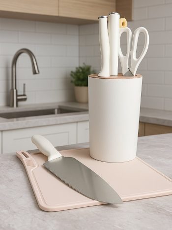 7pcs Kitchen Knife Set / Chopping Board Scissors Holder Stainless Steel | Kisasahome Kenya