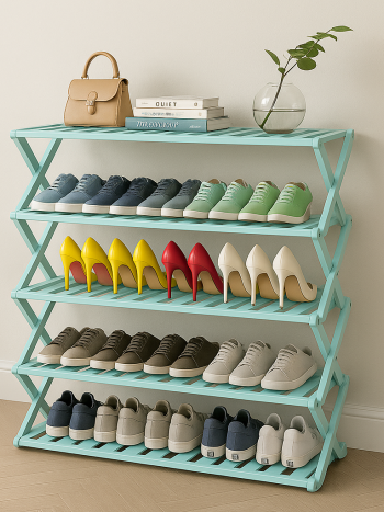 5 Layer Foldable Bamboo Shoe Rack 100×87×25cm No-Assembly | Kisasahome Kenya