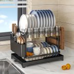 2-Tier Carbon Steel Dish Rack / Drying Rack Drip Tray Cutlery Holder Kitchen | Kisasahome Kenya