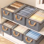 Wardrobe Organizer Box / Closet Storage Box with Clear Lid Houndstooth Checked (Houndstooth)| Kisasahome Kenya