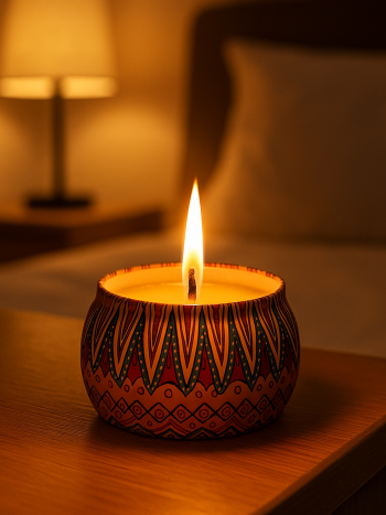Scented Candle Tin Soy Wax Tribal Print | Kisasahome Kenya
