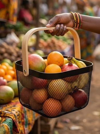 Metallic Groceries Basket / Fruit Mesh Storage 24x24x18cm Kitchen | Kisasahome Kenya