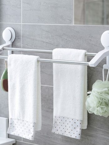 Towel Bar Wall Mounted Double Rail No-Drill Suction | Kisasahome Kenya
