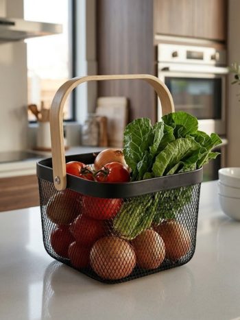 Metallic Groceries Organizer Basket 20.5 x 20.5 x 13cm - Kisasahome Kenya