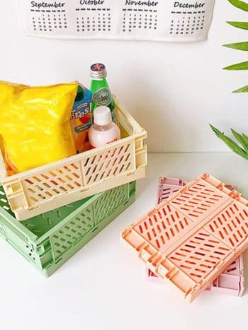 Collapsible Storage Crate Stackable 20×30×12cm Pastel Basket | Kisasahome Kenya