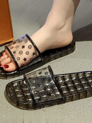Transparent Women's Indoor and Outdoor Slides, Nonslip Bathroom Slippers, Summer/ Beach Sandals