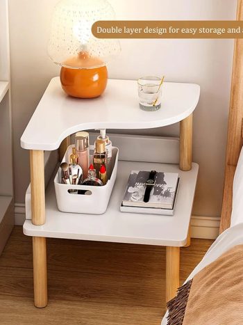 2-Tier Wooden Bedside Table / Side Table Bedroom White Natural | Kisasahome Kenya