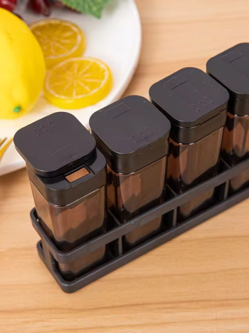 4pc Smoked Black Spice Jar Set Dual-Lid with Tray | Kisasahome Kenya