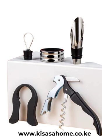 Wine Opener Set 5pc Stainless Steel Corkscrew Kit - Kisasahome Kenya
