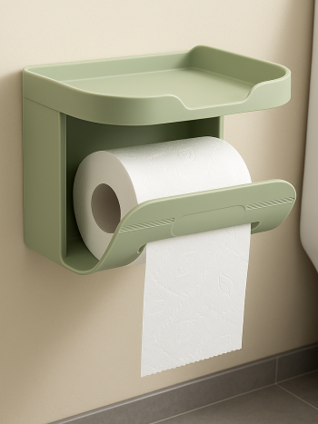 Wall Mounted Tissue Holder with Phone Shelf No-Drill 18×12cm | Kisasahome Kenya