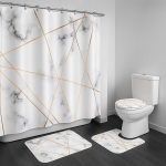 4-Piece Shower Curtain Bath Mat Set Marble | Kisasahome Kenya