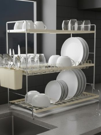 3-Tier Stainless Steel Dish Rack with Drip Tray | Kisasahome Kenya