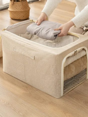 Fabric Storage Box 56L / Wardrobe Organizer Foldable Steel Frame | Kisasahome Kenya