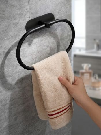 Black Metallic Towel Ring Wall Mounted No-Drill | Kisasahome Kenya