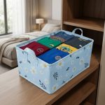 Daisy Blue Fabric Storage Box Foldable Wardrobe Organizer | Kisasahome Kenya