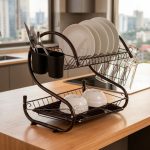 2-Tier Stainless Dish Rack Drainer Black 40x24x37cm -RN 1610 | Kisasahome Kenya