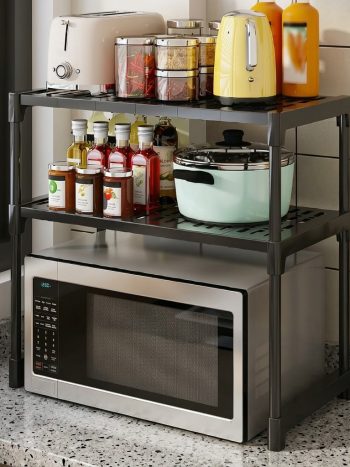 Kisasahome | Your 2026 Home Upgrade Starts Here 2 2-Tier Multipurpose Kitchen Storage Rack & Over-Microwave Countertop Organizer Shelf (59cm) - Kisasahome Kenya