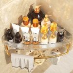 Acrylic Corner Shelf With Towel Bar Drill Free Pet Material Waterproof Strong Bearing Capacity