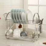 2 Layer Dish Rack -1605 Dish Drainer Utensil Rack Stainless Steel Sturdy Rustproof