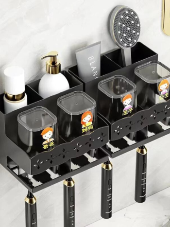 Family Wall-Mount Toothbrush Holder 4 Cups No-Drill | Kisasahome Kenya