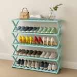 5 Layer Foldable Bamboo Shoe Rack 100×87×25cm No-Assembly | Kisasahome Kenya